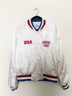 🇺🇸 vintage rare 1988 olympics coca cola team usa satin bomber unisex jacket